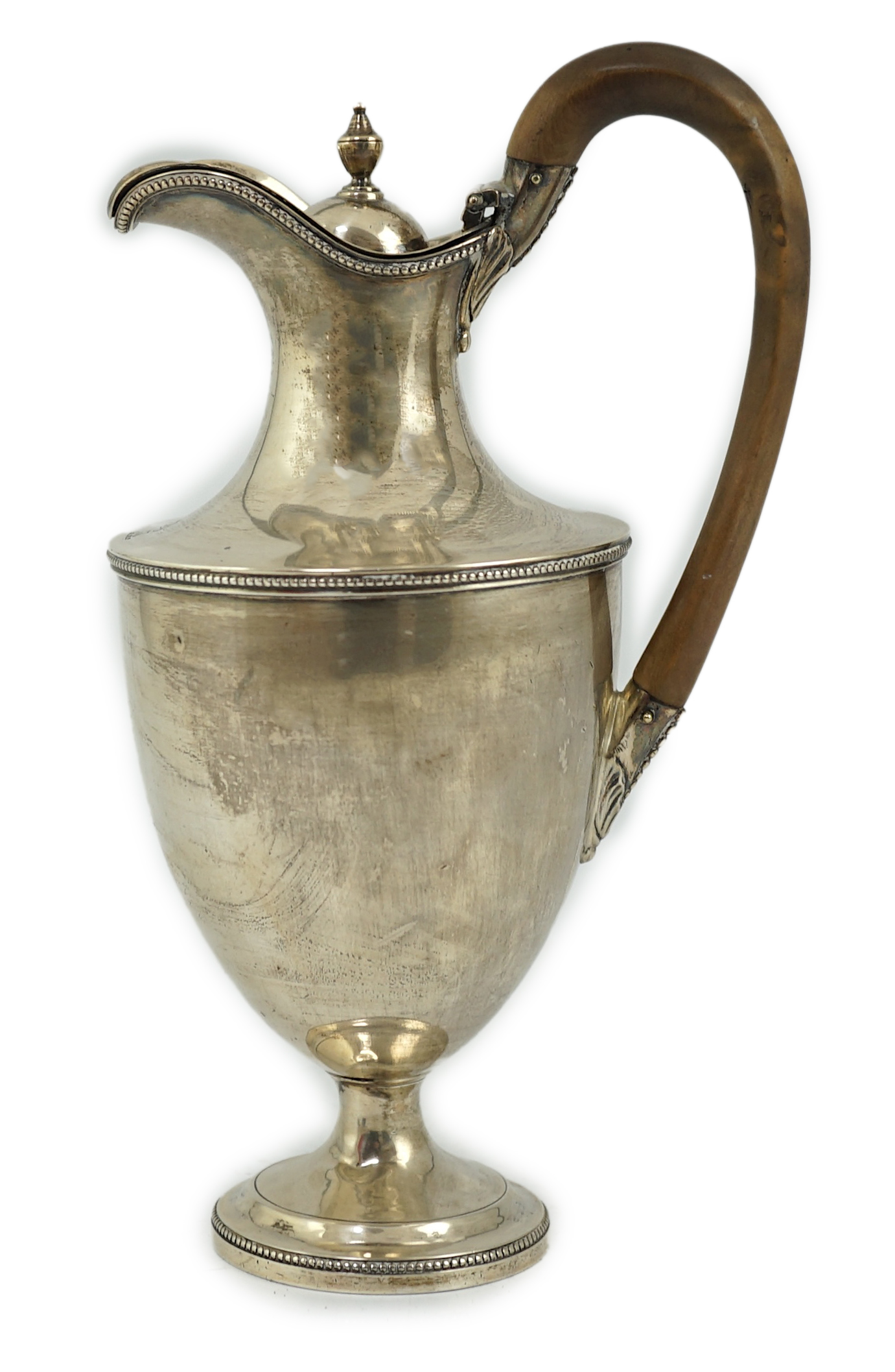 A late Victorian silver pedestal hot water jug, by Jackson & Chase